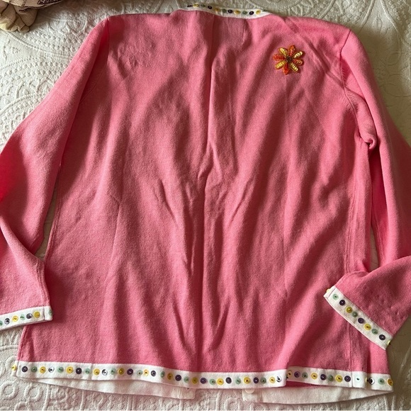 VINTAGE STORYBOOK KNITS Sequin flower daisy cardigan sweater SIZE SMALL BRATZ - Picture 11 of 13